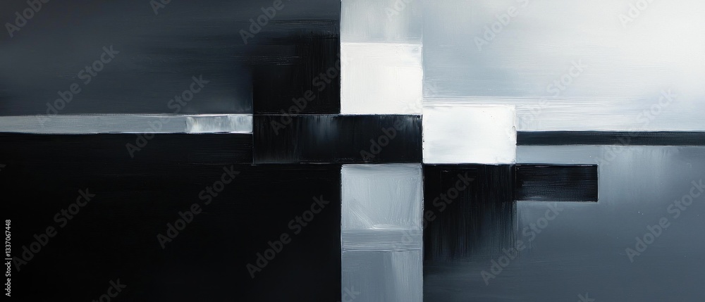 Poster abstract monochrome design with intersecting shapes