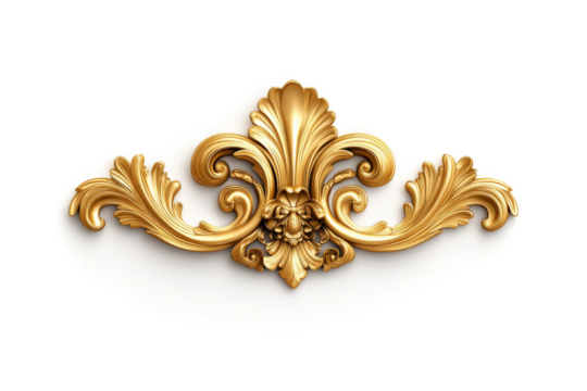 a gold decorative element cutout image and isolated on transparent background 
