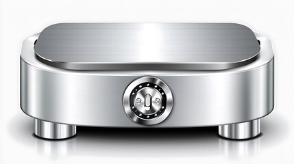 Metallic scale isolated on white, showing weight measurement, possible for product sales, and a clean background