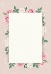 Elegant Floral Border with Blank Space Perfect for Wedding Invitations or Announcements