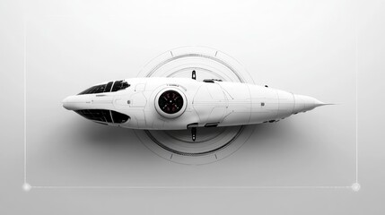 Fototapeta premium A sci-fi wireframe animation of a spaceship rotating