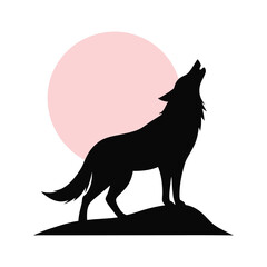 Wolf howling at the moon vector.