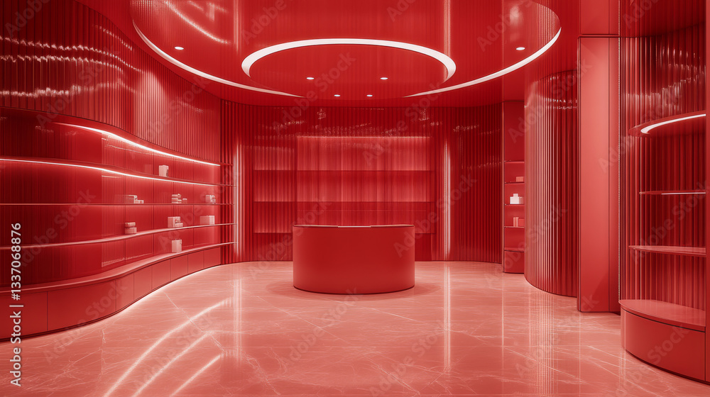 Poster 3d abstract red studio room for product display. empty scene with floor and wall for luxury presenta