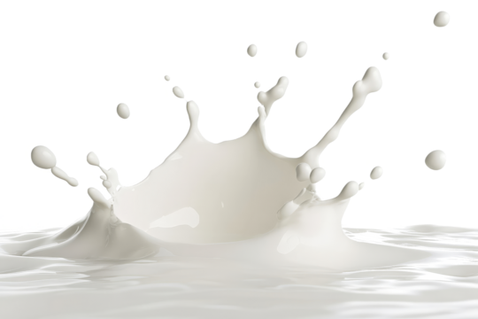 a splash of milk on a white background cutout image and isolated on transparent background 