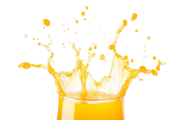 a glass filled with orange juice cutout image and isolated on transparent background 