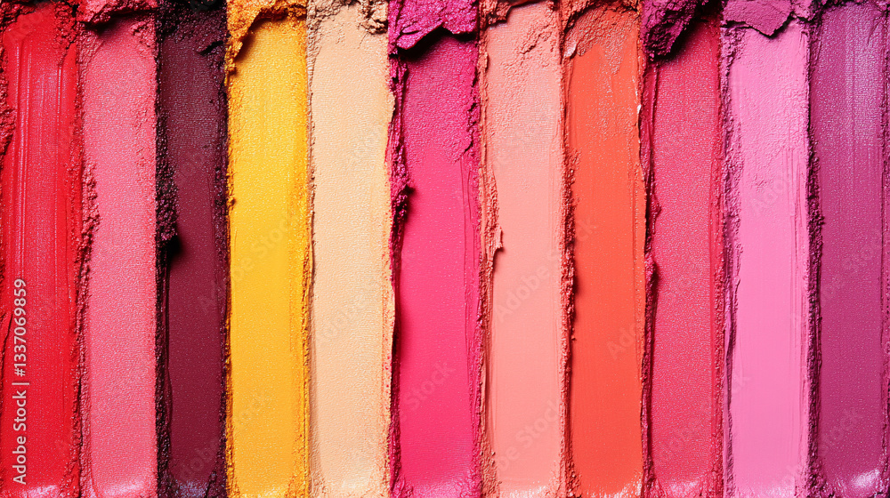 Poster a vibrant array of pastel colors displayed in a horizontal format, showcasing various shades blendin