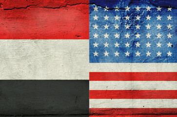flag of the United States of America and the flag of Yemen on the wall