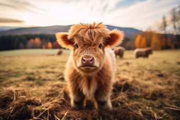 Mini highland cow livestock outdoors mammal.