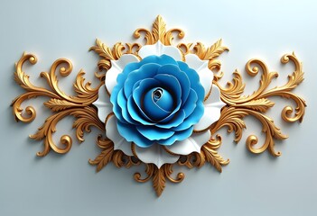 3D illustration gold flowers, gold floral and kapitone background, decoration wallpaper
