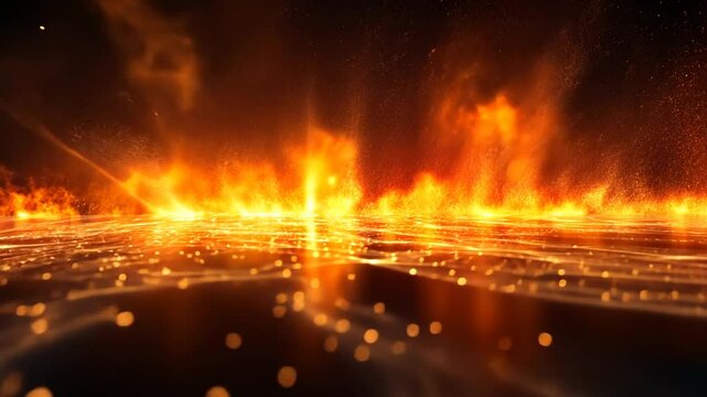 M&auml;chtige Feuerschwaden breiten sich am Horizont aus