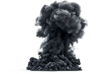 black smoke bomb isolated on white background cutout image and isolated on transparent background 