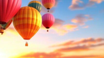 Fototapeta premium A sky filled with colorful floating balloons drifting into the horizon