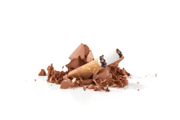 a broken chocolate bar with a piece missing cutout image and isolated on transparent background 