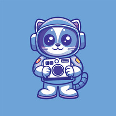 Fototapeta premium Astronaut Cat Captivating the Cosmos with Camera