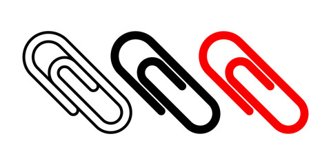 Paper Clip icon set. Flat illustration of icons on a white background