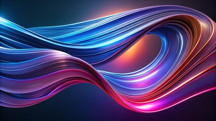 Futuristic Abstract 3D Metallic Waves Infinity Loop with Vibrant Blue and Red Glow, Dynamic Motion, and Digital Fluid Design