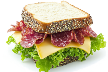 a sandwich with meat cheese let and let cutout image and isolated on transparent background 
