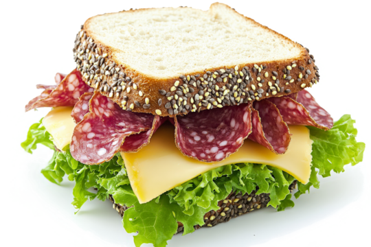 a sandwich with meat cheese let and let cutout image and isolated on transparent background 