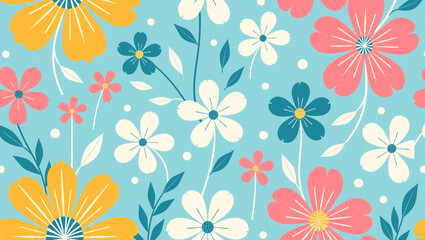 Modern Japanese Floral Pattern - Candy Colors