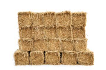 hay bales stacked on white background cutout image and isolated on transparent background 