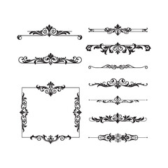 Obraz premium vintage calligraphic ornamental frame vector set of baroque victorian and decorative page border design elements illustrations