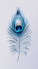Peacock feather with golden highlights and soft curves, showcasing iridescent textures, exotic charm, and delicate beauty, perfect for visual storytelling, digital book illustration