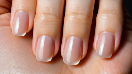 Elegant nude nails showcase a fresh manicure and beauty trends.