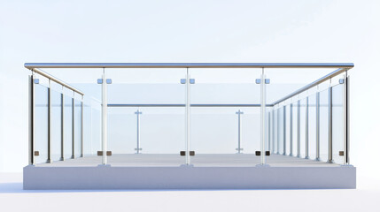 Glass handrails set isolated on transparent background. Vector realistic illustration of 3D plastic barrier, stairs balustrade for balcony, home or office interior, plexiglass fence on metal poles