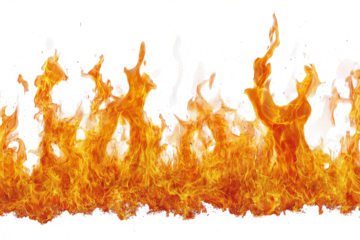 fire flames on white background cutout image and isolated on transparent background 
