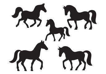 Horse Silhouette Collection: Running Standing Equine Graphics Vector Set