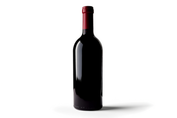 a bottle of red wine on a white background cutout image and isolated on transparent background 
