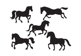 Naklejka premium Horse Silhouette Collection: Diverse Poses Equestrian Vector Graphics Set