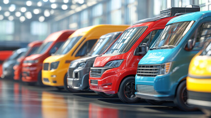 Transport isometric web banner, different city transportation car, bus, minivan, sedan or coupe automobiles. Vehicles dealership, sale or exhibition, rental agency business, 3d vector line art concept