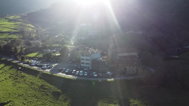 aerial view of the rural village of Arrazola in the valley of Atxondo in the Basque country