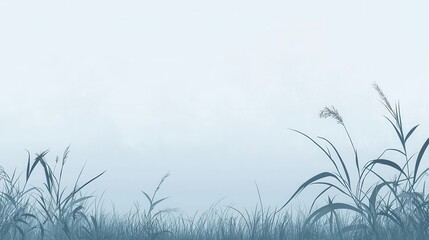 Serene Meadow Landscape Minimalist Grass and Sky