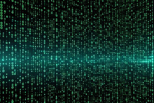 a green background with many numbers and a green light