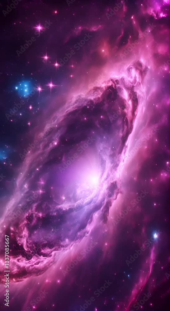 Wall mural amazingly colorful galaxy in outer space with swirling sparkling stars vibrant nebulae in pinks blue