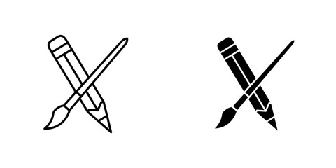 Pencil paintbrushicons for ui. vector illustration
