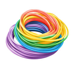 Colorful twisted plastic tubes arranged in a playful display