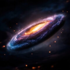 Fototapeta premium Swirling spiral galaxy with radiant blue and purple hues in deep space