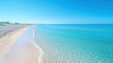 Fototapeta premium Relaxing beach scene tropical coastline nature photography calm waters panoramic view serenity and escape