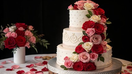 wedding cake with roses