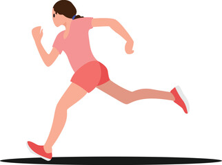 Illustration Vector Graphic Of Running Woman Pose Flat art style 