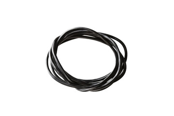 a black rubber tube with a white background cutout image and isolated on transparent background 