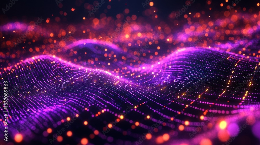 Poster dynamic wave visualization digital realm abstract art futuristic environment close-up view motion co