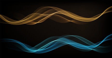 Abstract shiny color gold wave luxury background