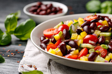 Red kidney bean salad. Healthy food