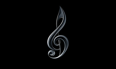 Fototapeta premium Elegant black treble clef design on a dark background, symbolizing music and creativity