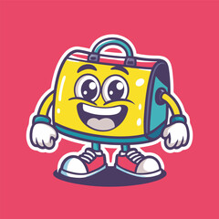 Cartoon Character Illustration of a Bag with a Vector Logo