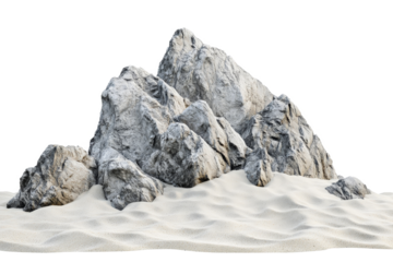 a mountain with sand and rocks cutout image and isolated on transparent background 
